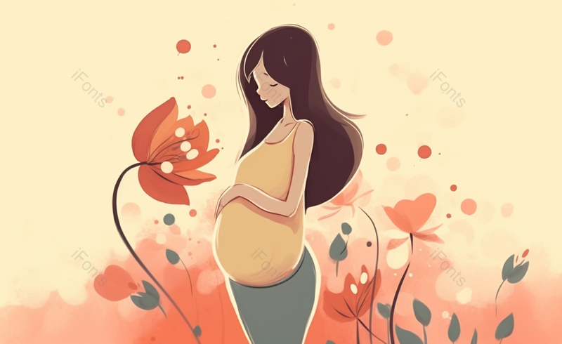 分娩生产小清新花朵孕妇母亲节原创插画海报素材,插画/手绘图,插画/手绘图库,插画/手绘图下载,插画/手绘